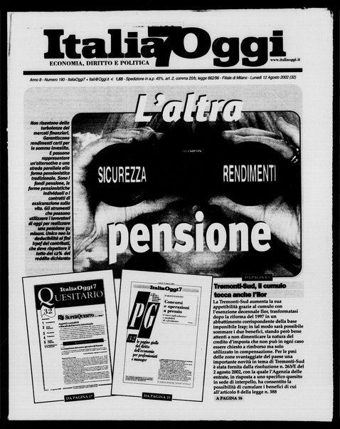 Italia oggi : quotidiano di economia finanza e politica